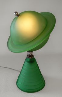 ART DECO 1939 WORLD'S FAIR URANIUM GLASS SATURN LAMP