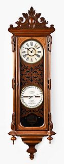 A scarce Ithaca Calendar Clock Co. No. 3 Vienna hanging clock