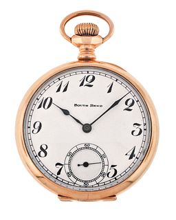 An early 20th century South Bend grade 223 The Studebaker pocket watch with gold case