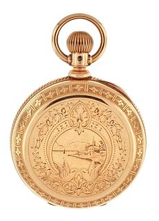 A late 19th century Rockford pocket watch with 14 karat hunting case