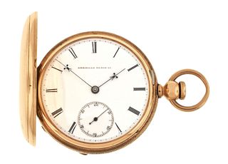 A Waltham model 1870 Crescent Street pocket watch with gold hunting case