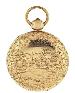 A mid 19th century Dennison Howard and Davis pocket watch with gold hunting case