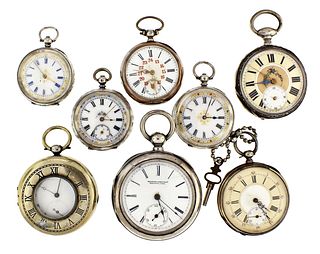 A lot of eleven American and Swiss pocket watches
