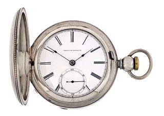 A Waltham Civil War era pocket watch with coin silver hunting case