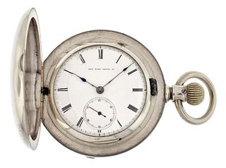 An 8 oz. coin silver hunting case key wound pocket watch by the New York Watch Co.