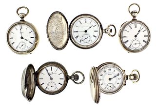 A lot of five American pocket watches