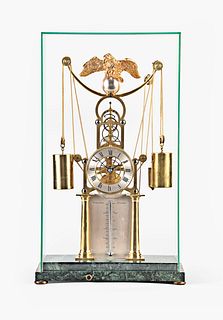 A 20th century reproduction skeleton clock by Dent, London