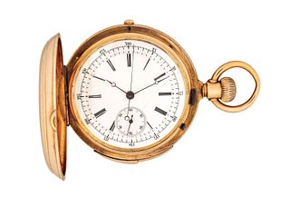 An early 20th century Swiss gold minute repeating pocket chronograph