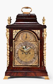 A good unsigned late 18th century English mahogany table clock