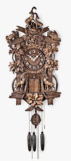 A Black Forest hanging eight note flute clock