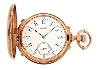 A good late 19th century Patek Philippe pocket watch with gold box hinge hunting case