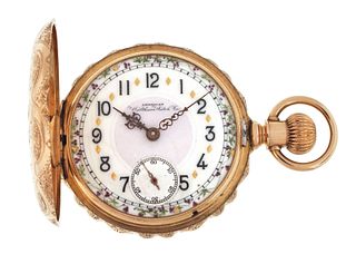 A late 19th century Waltham model 1883 pocket watch with four color gold case