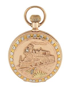 A late 19th century E. Howard & Co. series 11 pocket watch with four color gold case