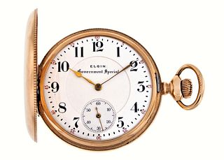 An early 20th century gold Elgin pocket watch with Government Special dial