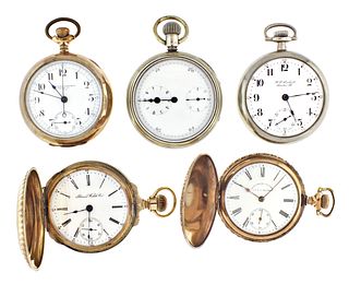 A lot of five American Pocket watches