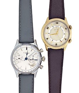 A lot of two wrist watches including a Clebar chronograph and a Lecoultre Memovox