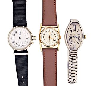 A lot of three wrist watches including Gruen, Longines and Omega