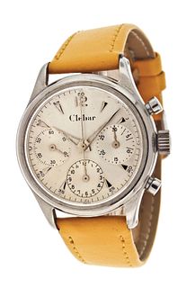 A good mid 20th century Clebar ref. 1198 wrist chronograph with Valjoux 72 movement