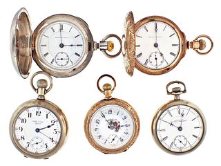 A lot of five American pocket watches