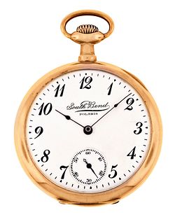 An early 20th century gold South Bend 16 size grade 295 Polaris pocket watch