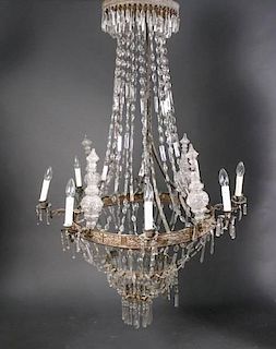 Large 8 Light Tiered Crystal Chandelier