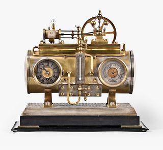 A good late 19th century French automated horizontal steam boiler and piston engine compendium