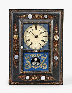 J.C. Brown, Forestville Mfg. Co. paper mache Picture Frame clock
