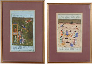 Vintage Indo Persian Mughal Painting with Manuscript Poem