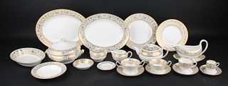 Assembled Set of Wedgwood Gold "Florentine" Porcelain Dinner Service