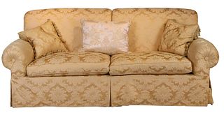 Custom Contemporary Damask Upholstered Sofa