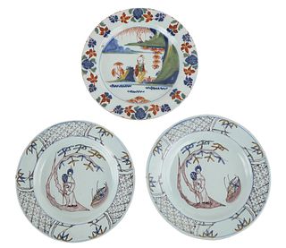 Three Delft Tin Glazed Plates