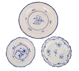 Pearlware Feather Edge Platter and Two Plates