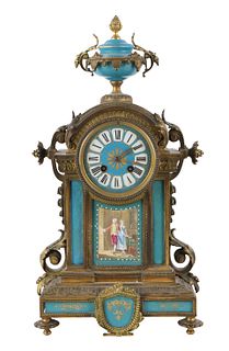 French Porcelain and Gilt Metal Mantel Clock