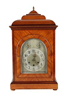 Biedermeier Style Satinwood Inlaid Mantle Clock