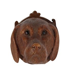 Black Forest Style Carved Wood Dog's Head Wall Plaque