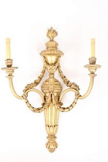 Carved Giltwood Neoclassical Wall Sconce