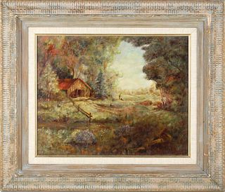 Barn in Bucolic Landscape, Oil on Canvas
