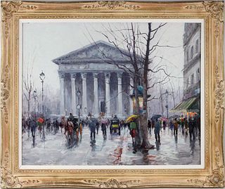 Vladimir Lazarev, Russian 1904-1984, Rainy Evening Paris, Oil on Canvas