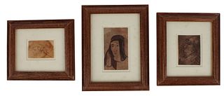 Elisabeth Mary Burgin, Swiss 1887-1965, Three Portraits, Pen, Ink & Wash
