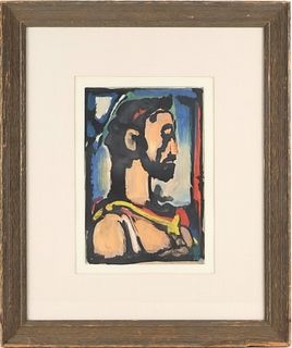Georges Rouault, French 1871-1958, Christ de Profil, Color Aquatint Print