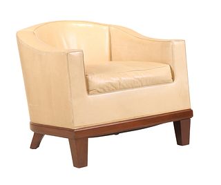 After Jacques Ruhlman Beige Upholstered Club Chair
