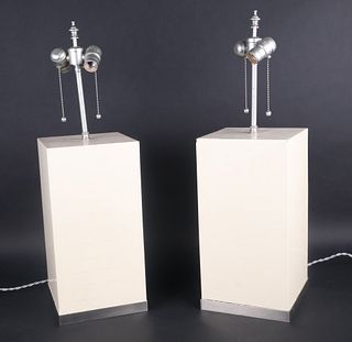 Pair of Square Cashew Lacquer Table Lamps