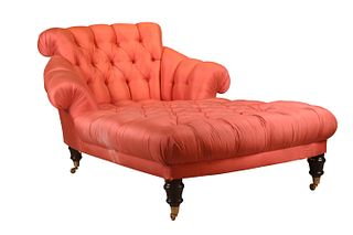 Contemporary Coral Upholstered Chaise Lounge