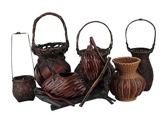 Six Asian Woven Baskets
