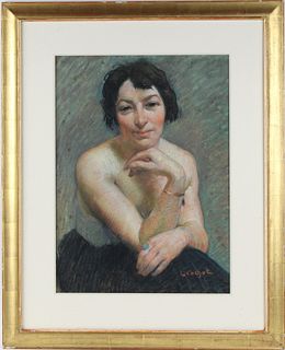 G Cochet, Portrait of Woman, Pastel