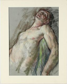 Vincent Nesbert, American 1898-1976, Reclining Male Nude, Pastel