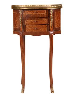 Louis XVI Style Parquetry Inlaid Three Drawer Stand
