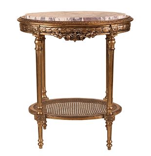 Louis XVI Style Giltwood and Marble Inset Table