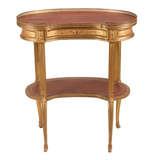 Louis XV Style Giltwood and Leather Top Side Table