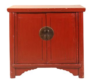 Chinese Red Tapered Cabinet